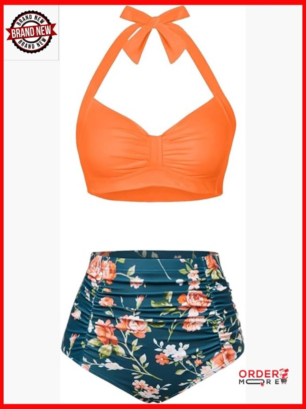 High Waisted Bikini Set Two Piece Swimsuit Tummy Control Halter Bathing Suit